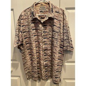 Columbia Sportswear Short Sleeve Shirt, XL‎ button up, Saltwater Fish Graphics